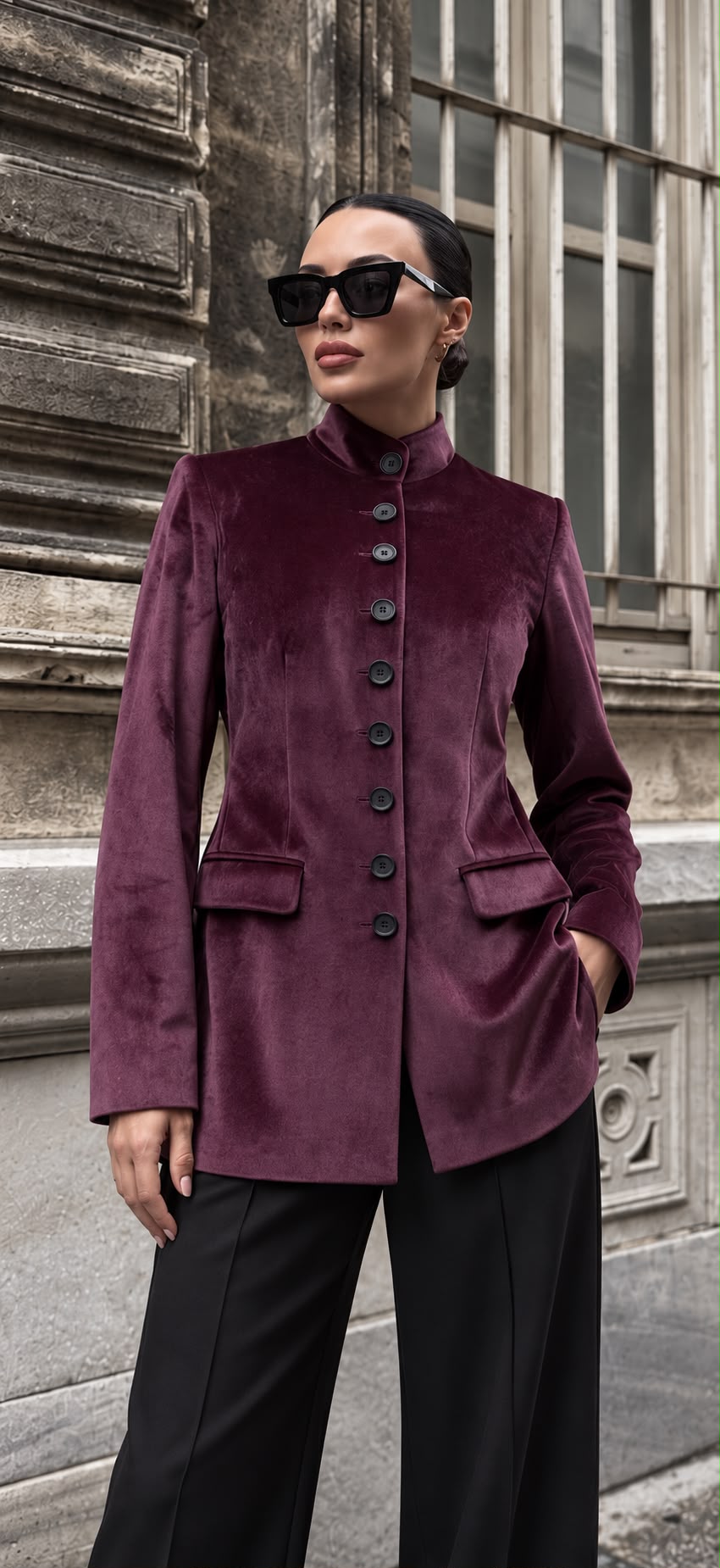 Bordeaux Velvet Blazer