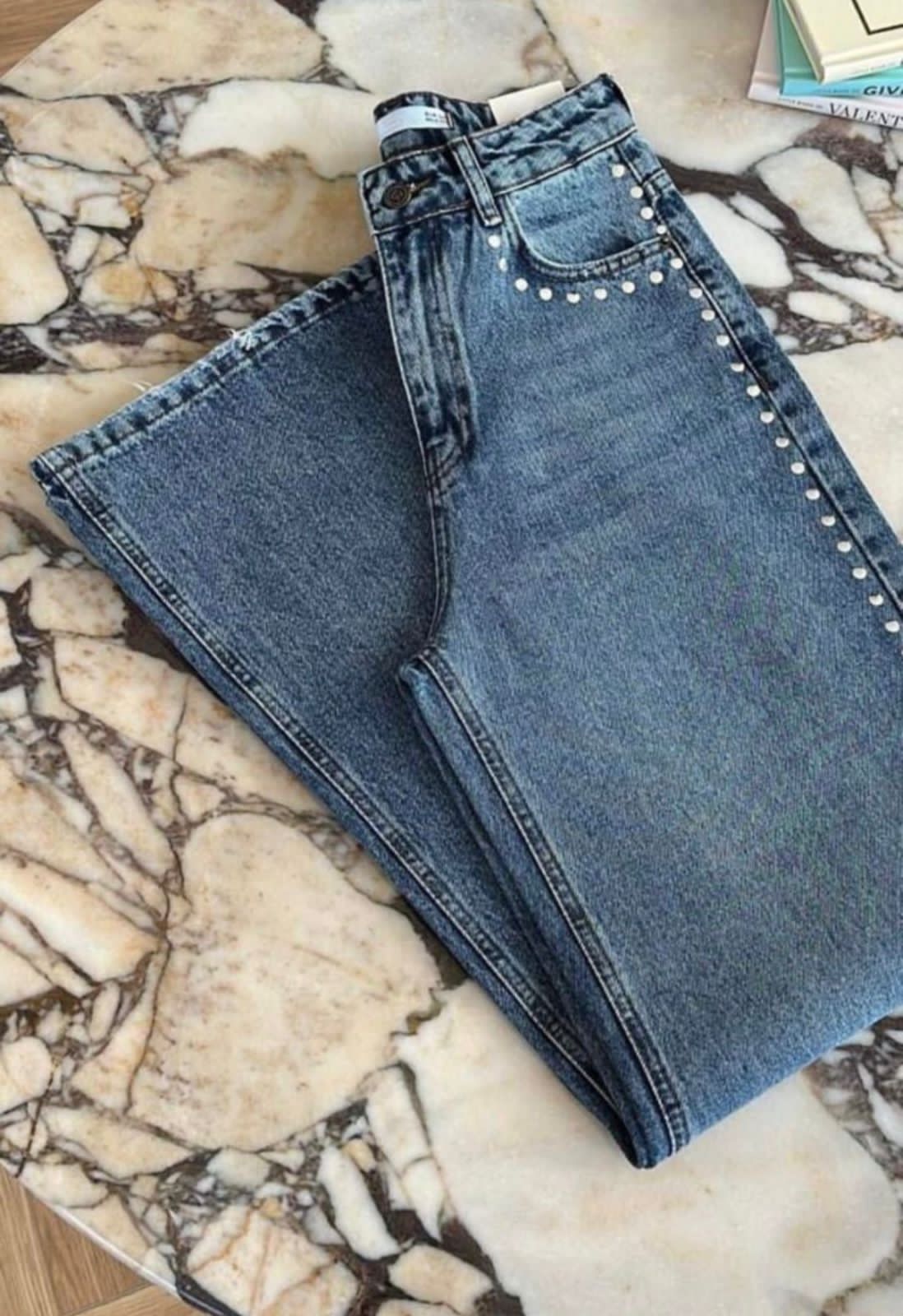 Rodeo Studded Wide-Leg Jeans