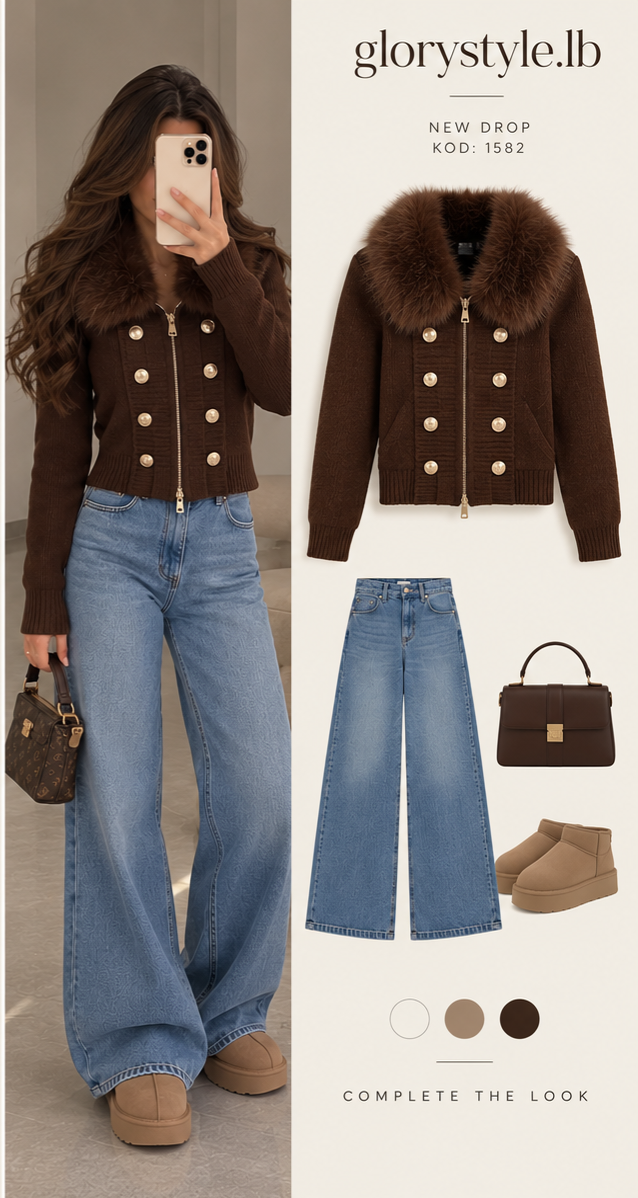 Sable Fur removable  Collar cardigan