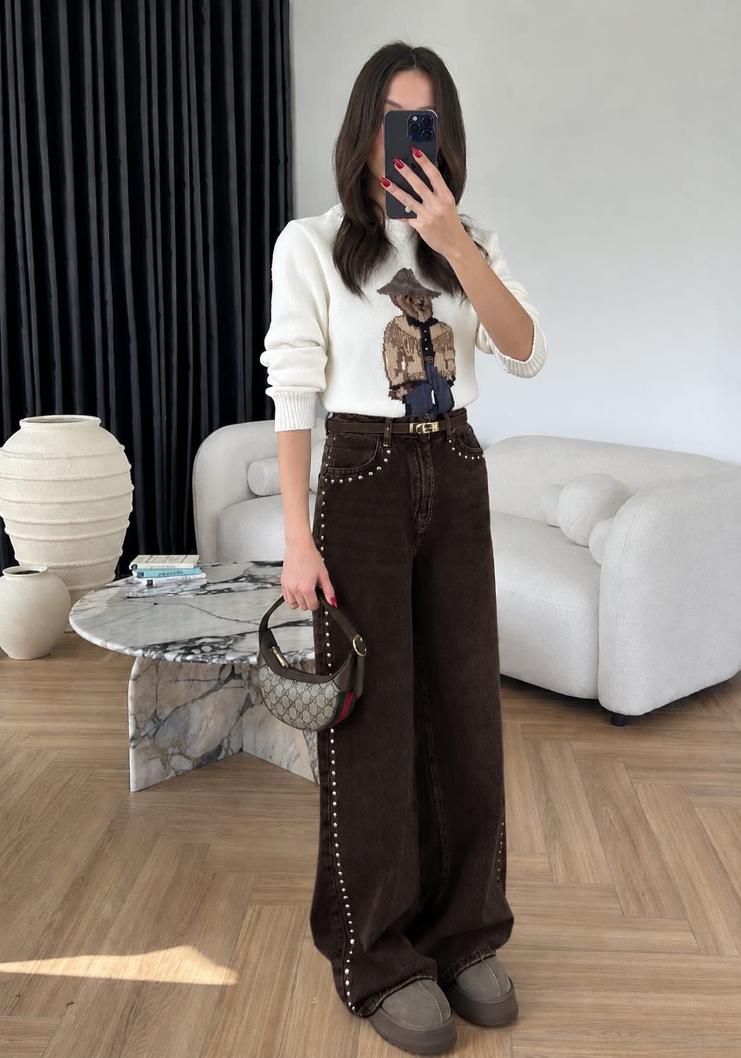 Rodeo Studded Wide-Leg Jeans